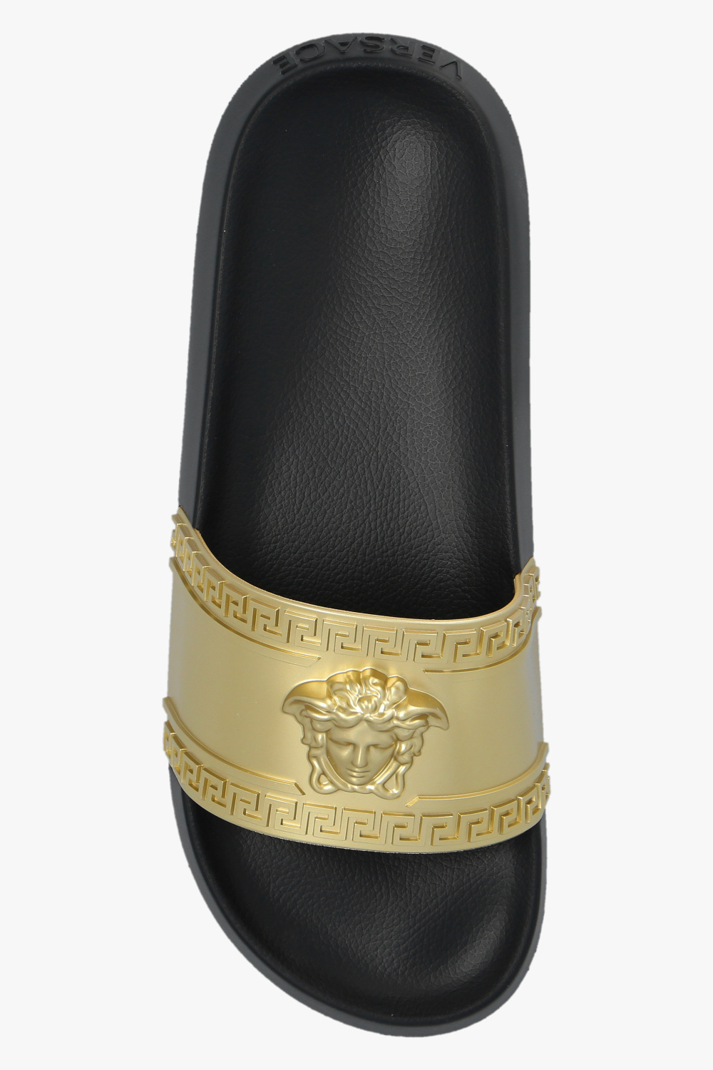 Black versace slides with gold online medusa